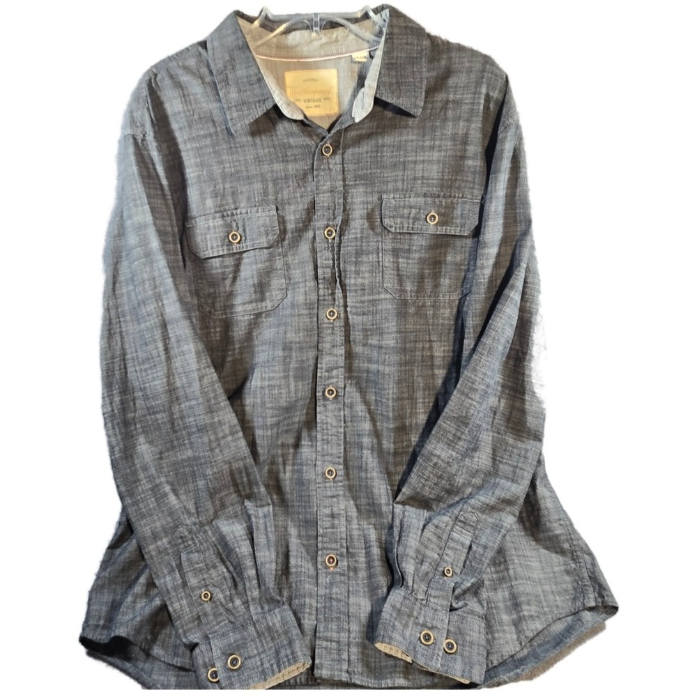 Long Sleeve Button-Up Date Night Rugged XL Gray weatherproof Vintage